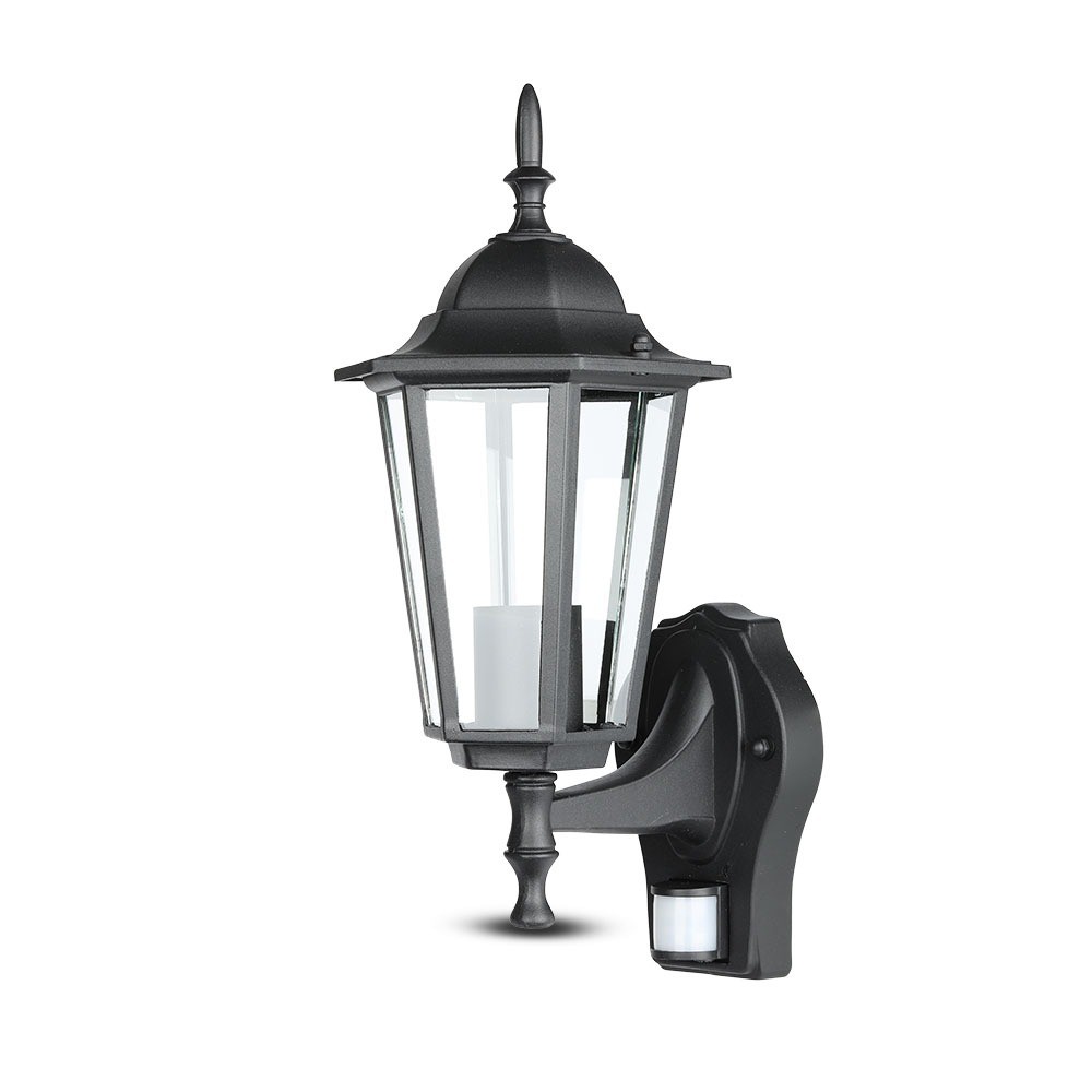 Lampa de gradina, prindere perete, cu senzor E27 Negru mat